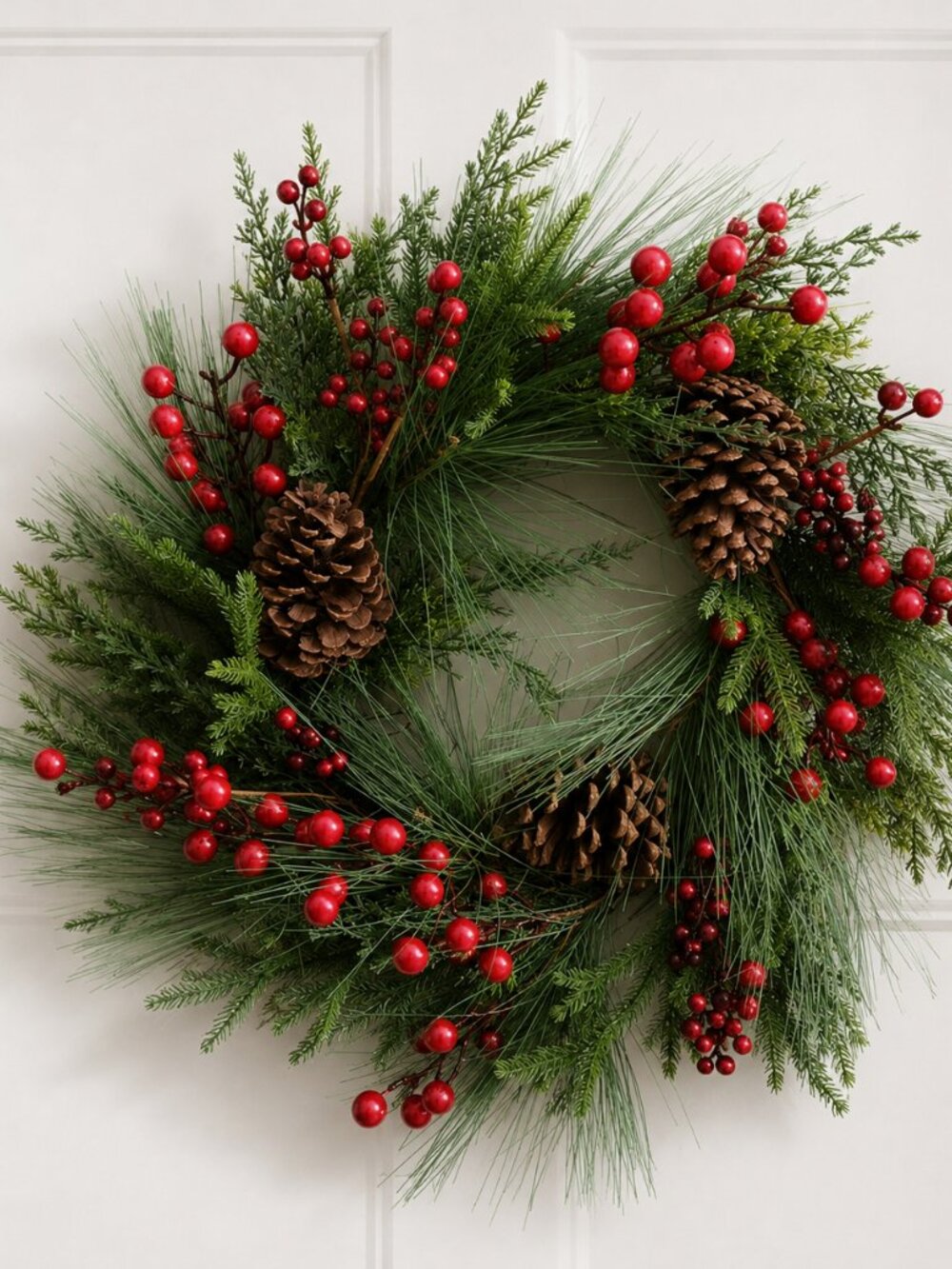 25" Winter Pine Berry Pinecone Wreath Woodland Front Door Christmas Decor